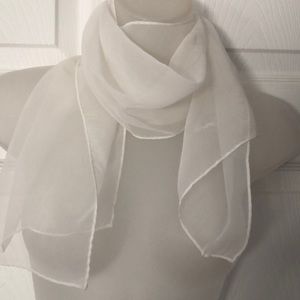 Vera Retro Oblong Sheer White Scarf